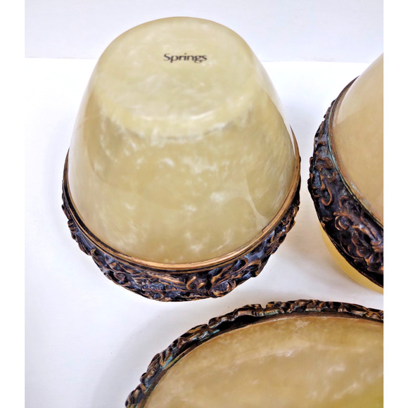 Vintage Wamsutta Adagio Bronze & Pearl Ivory Faux Marble Bathroom Set Soap Tooth - Picture 7 of 8